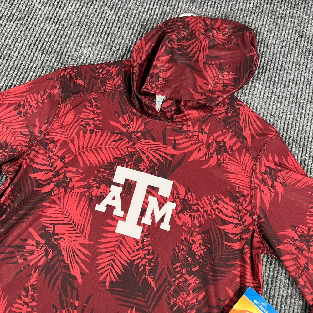 Texas A&M Pullover Shirt Womens Medium Red Floral Long Sleeve Hooded New